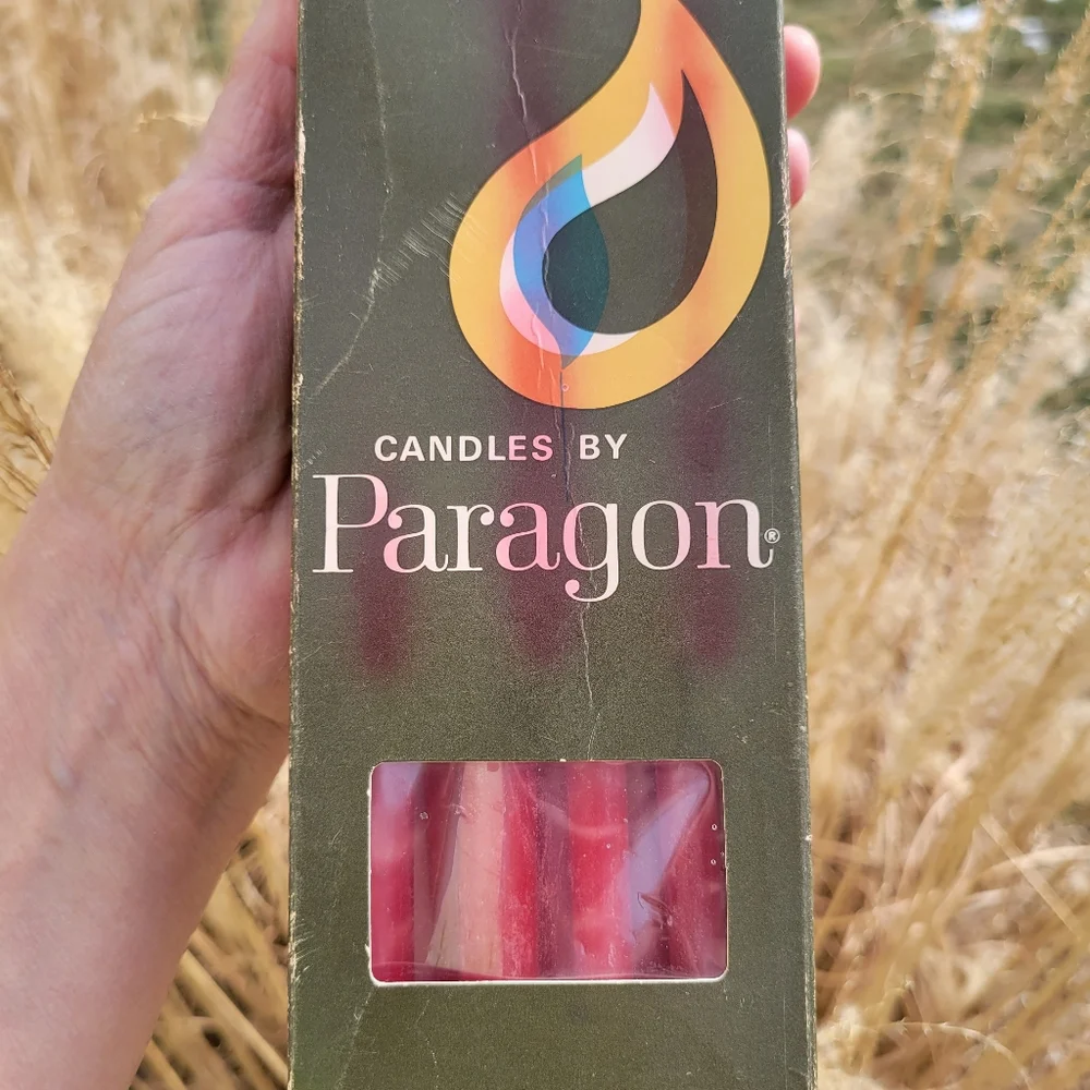 Paragon Red Taper Candles in Original Box ~ 14ct ~ Hand Dipped Tapers '70s-80s?